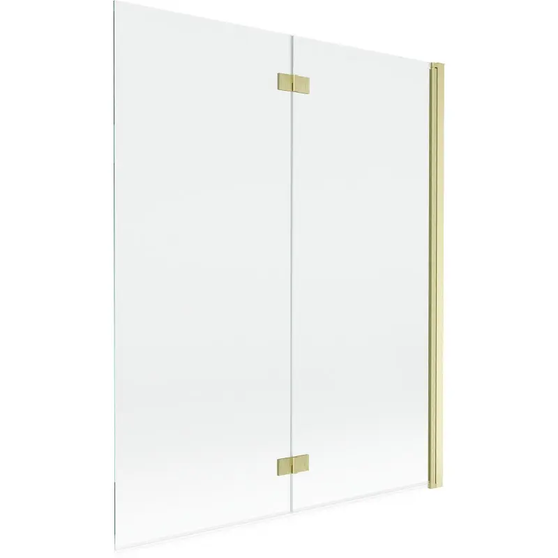 MEXEN MIST vanová zástěna 140x150 cm 6mm 2-s, zlatá kartáčovaná, čirá, pravá 8A9-140-002-55-00-P