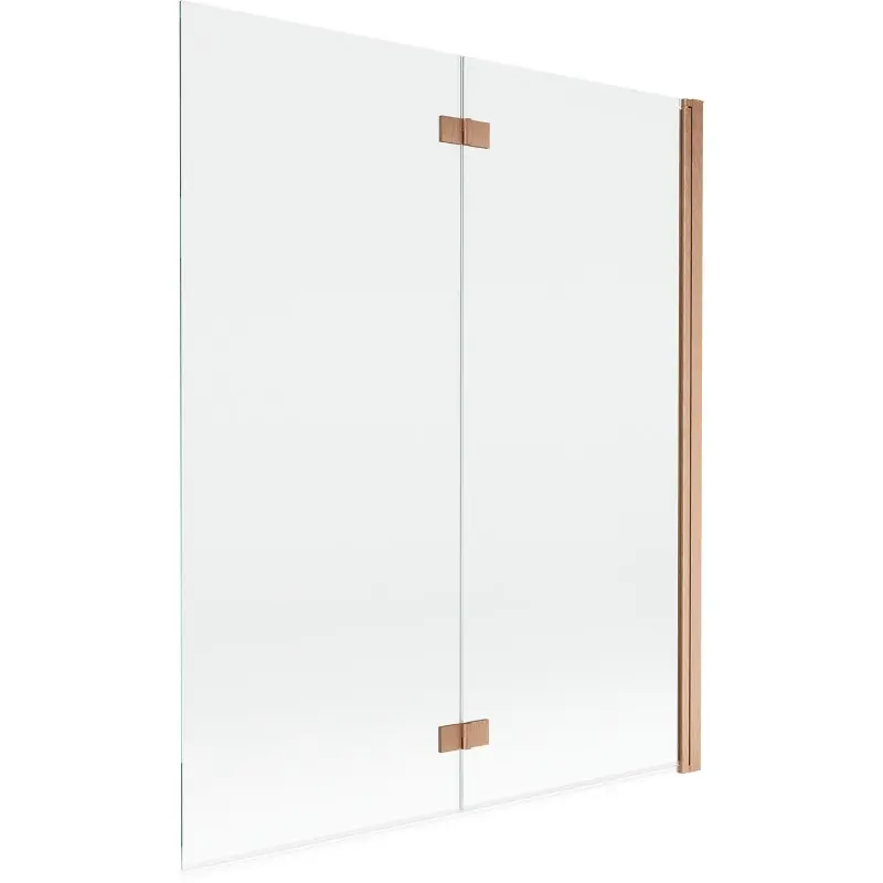 MEXEN MIST vanová zástěna 140x150 cm 6mm 2-s, měď kartáčovaná, čirá, pravá 8A9-140-002-65-00-P