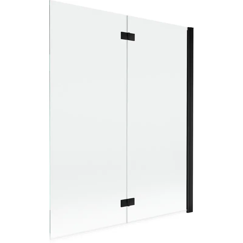 MEXEN MIST vanová zástěna 140x150 cm 6mm 2-s, černá, čirá, pravá 8A9-140-002-70-00-P