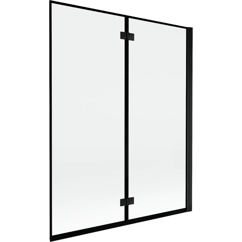 MEXEN MIST vanová zástěna 140x150 cm 6mm 2-s, černá, okraj, pravá 8A9-140-002-70-70-P
