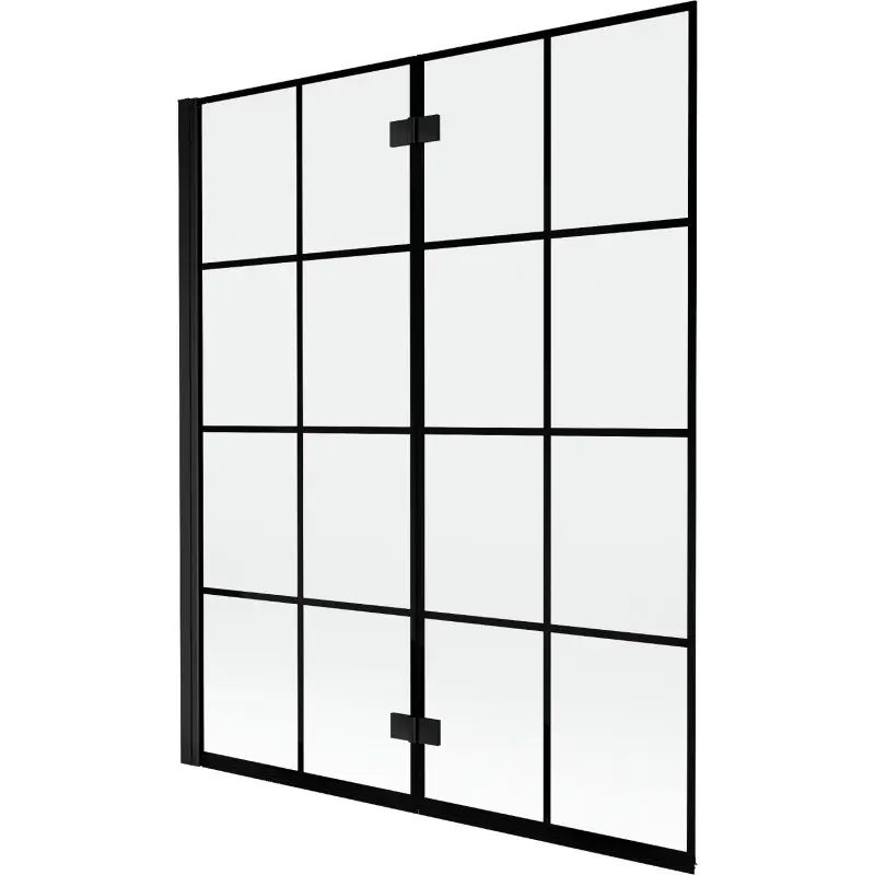 MEXEN MIST vanová zástěna 140x150 cm 6mm 2-s, černá, dekor, levá 8A9-140-002-70-77-L