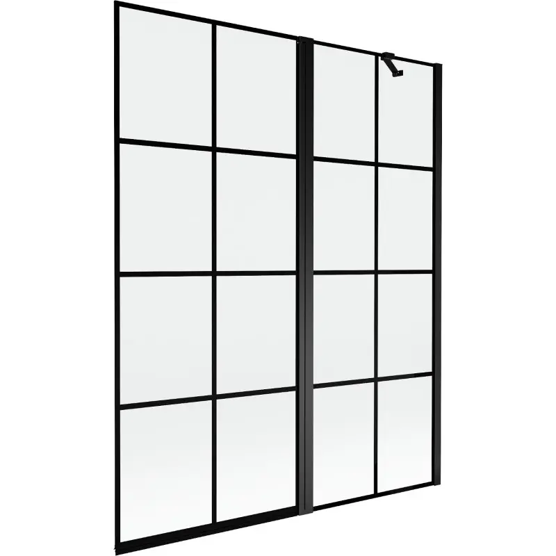 MEXEN MIST vanová zástěna 140x150 cm 6mm f+s, černá, dekor, pravá 8A9-140-011-70-77-P