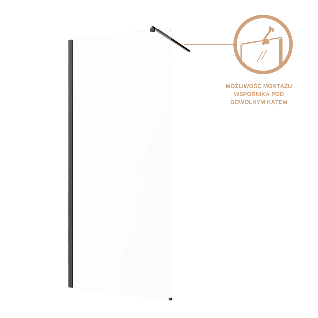 INVENA Walk-in II 90x200cm, čirá 8mm shiny-glass, černá AK-32-191-S