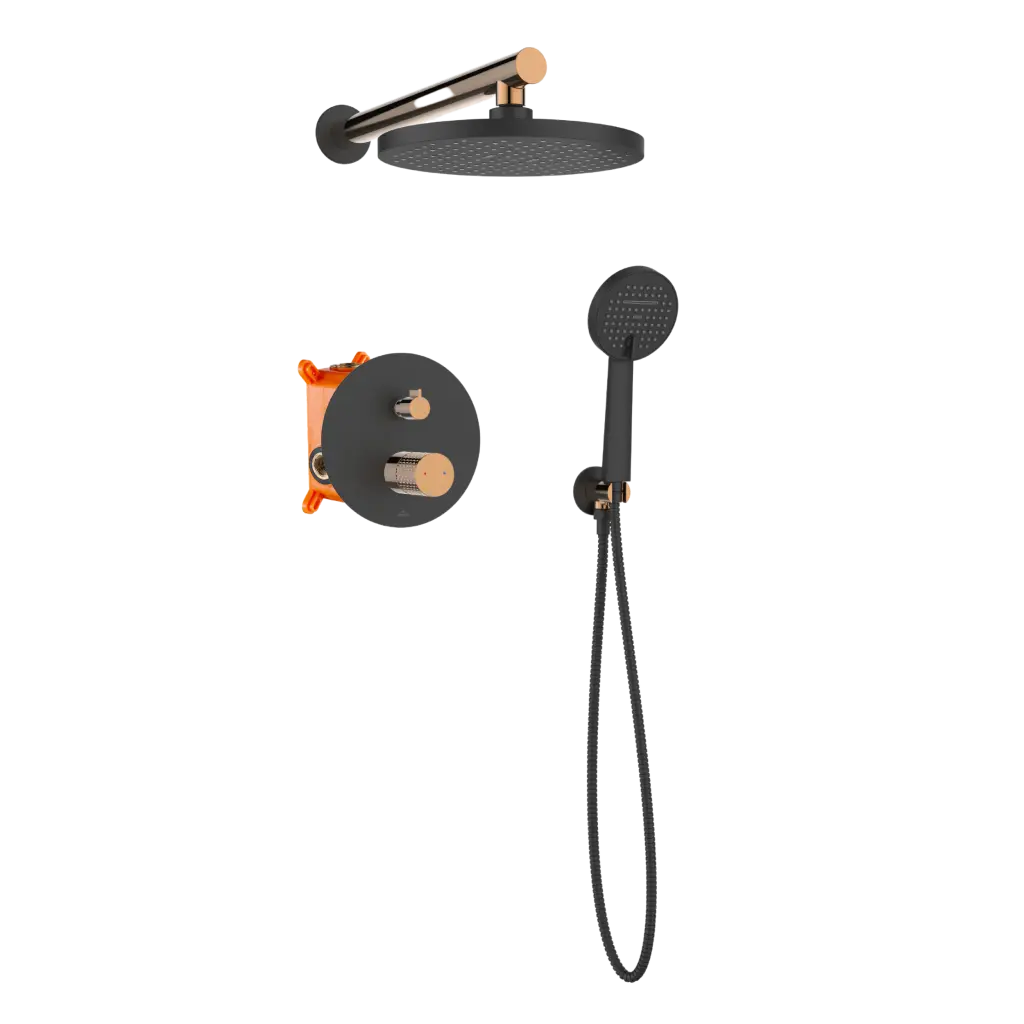 INVENA Podomítková sada s baterií Moonlight Trend, černá/rose gold BS-77-014-V