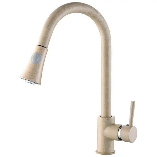 Laveo Dřezová baterie Daru s výsuvnou 2-funkční sprškou - BLD_469D, béžový granit
