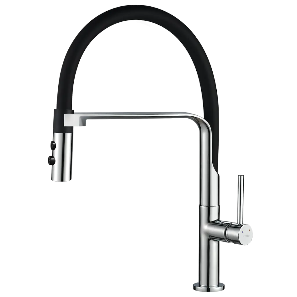 Kuchinox Dřezová baterie Siluetto s flexibilním raménkem a 2-funkční sprškou - BQU_778D, černá mat/chrom