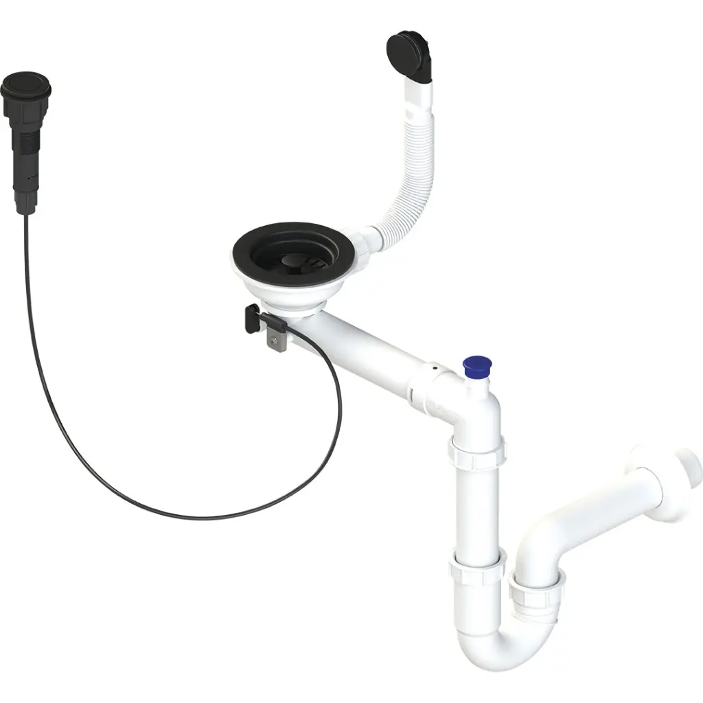 Laveo Sifon Space Saving pro granitové dřezy s 1 komorou - OKS_763T, černá mat