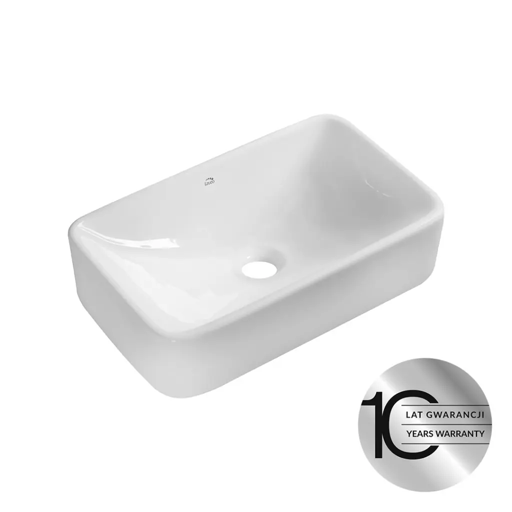 Laveo Umyvadlo na desku Kvadrato 48,5x29,5 cm - VUK_6249, keramika, bílé