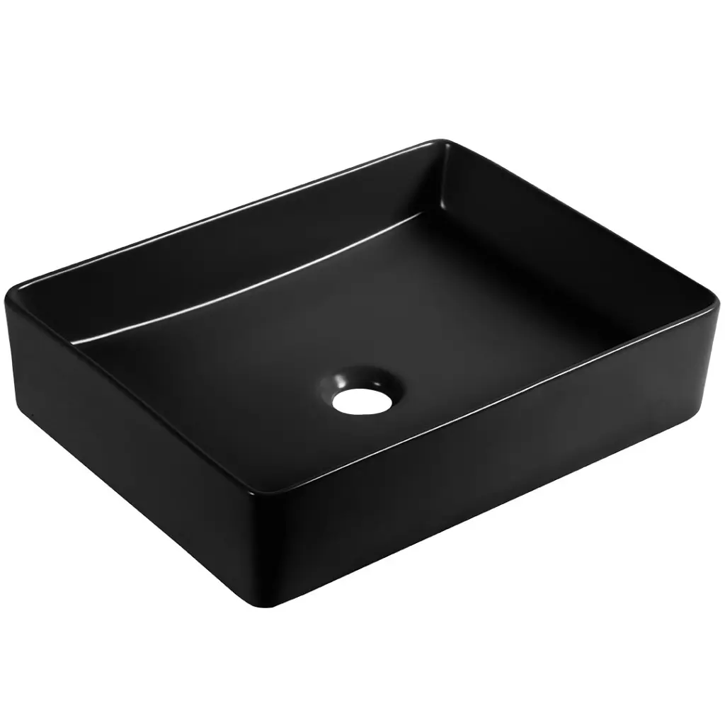 Laveo Umyvadlo na desku Kvadrato 47x36 cm - VUK_B247, keramika, černé