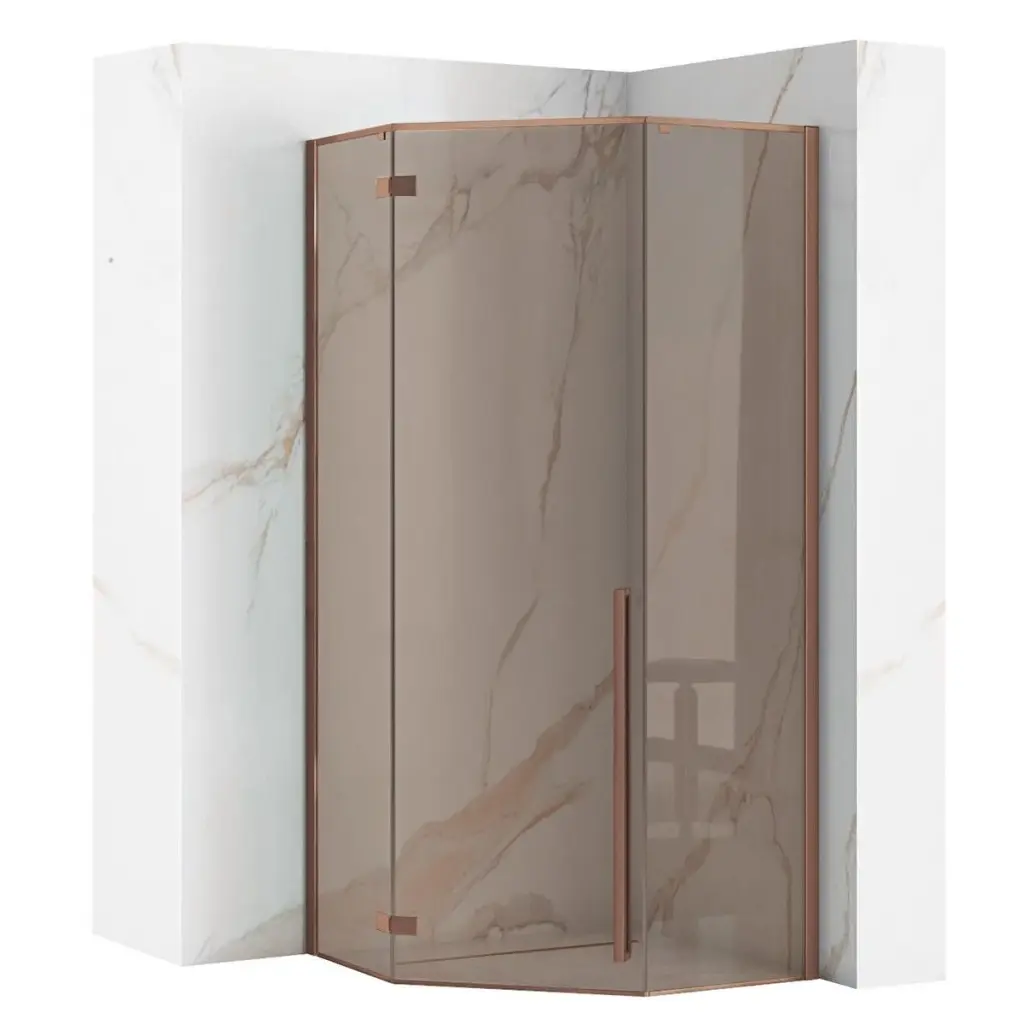 REA/S Sprchový kout DIAMOND 90x90 COPPER BRUSH + sprchová vanička  Diamond, černá KPL-K7966