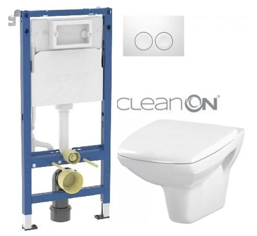 GEBERIT DuofixBasic s bílým tlačítkem DELTA21 + WC CERSANIT CLEANON CARINA  + SEDÁTKO 458.103.00.1 21BI CA1