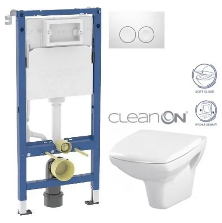 GEBERIT DuofixBasic s bílým tlačítkem DELTA21 + WC CERSANIT CLEANON CARINA + SEDÁTKO 458.103.00.2 21BI CA2