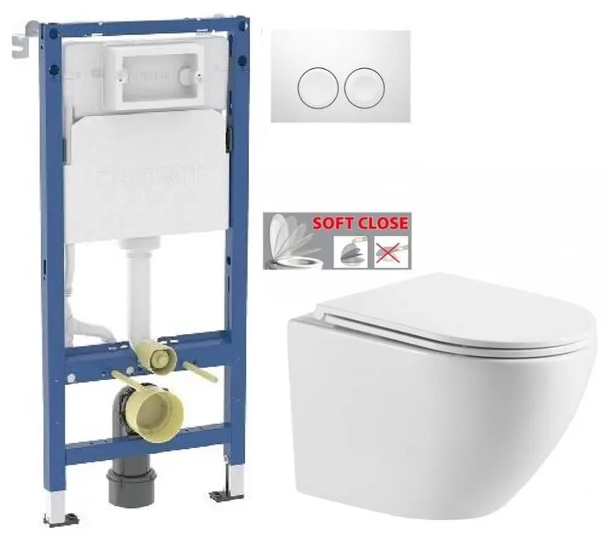 GEBERIT DuofixBasic s bílým tlačítkem DELTA21 + WC INVENA LIMNOS /VÍROVÉ SPLACH/ WITH SOFT, včetně soft/close sedátka 458.103.00.2 21BI LI1