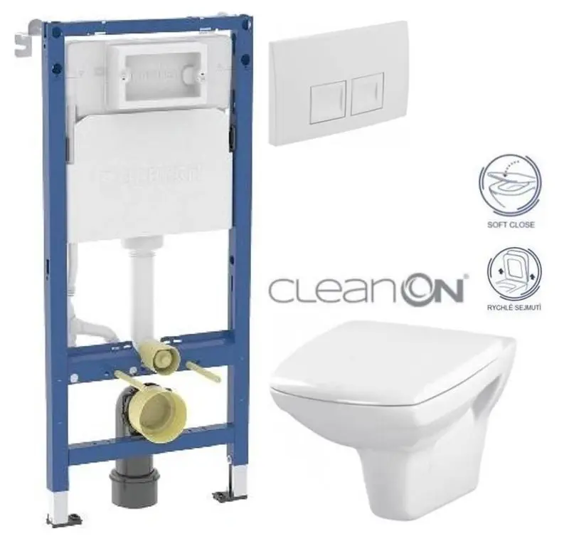 GEBERIT DuofixBasic s bílým tlačítkem DELTA50 + WC CERSANIT CLEANON CARINA + SEDÁTKO 458.103.00.2 50BI CA2