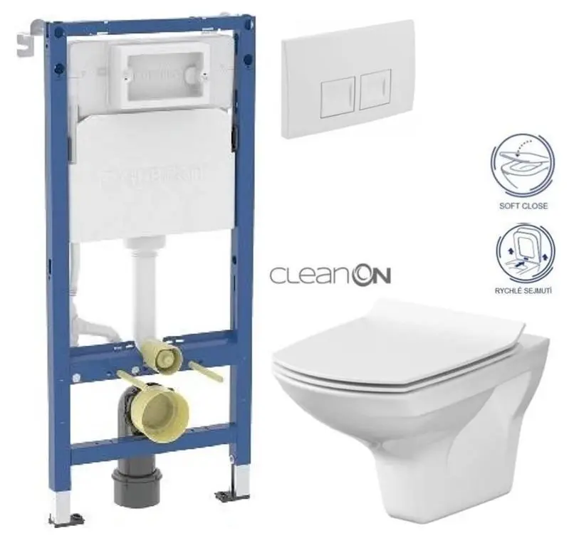 GEBERIT DuofixBasic s bílým tlačítkem DELTA50 + WC CERSANIT CLEANON CARINA + SEDÁTKO 458.103.00.2 50BI CA3