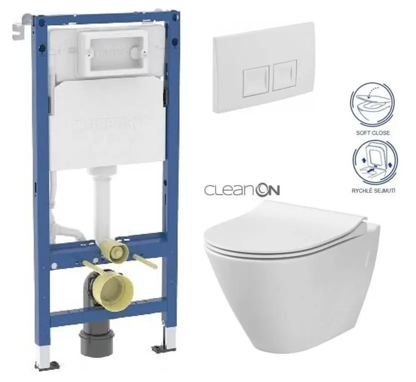 GEBERIT DuofixBasic s bílým tlačítkem DELTA50 + WC CERSANIT CLEANON CITY 458.103.00.2 50BI CI1