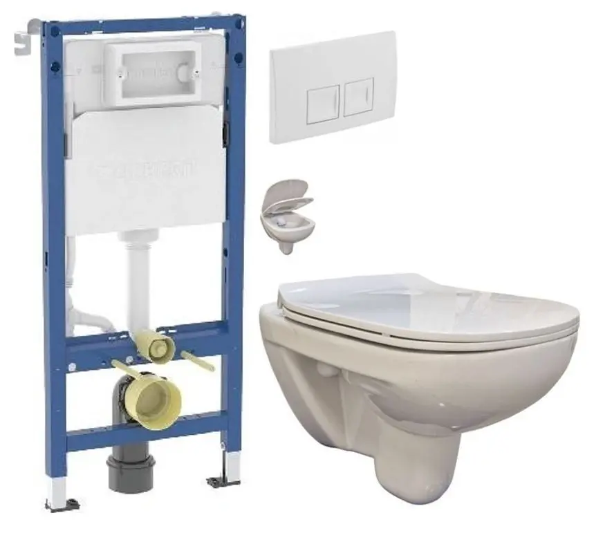 GEBERIT DuofixBasic s bílým tlačítkem DELTA50 + WC bez oplachového kruhu Edge + SEDÁTKO 458.103.00.2 50BI EG1