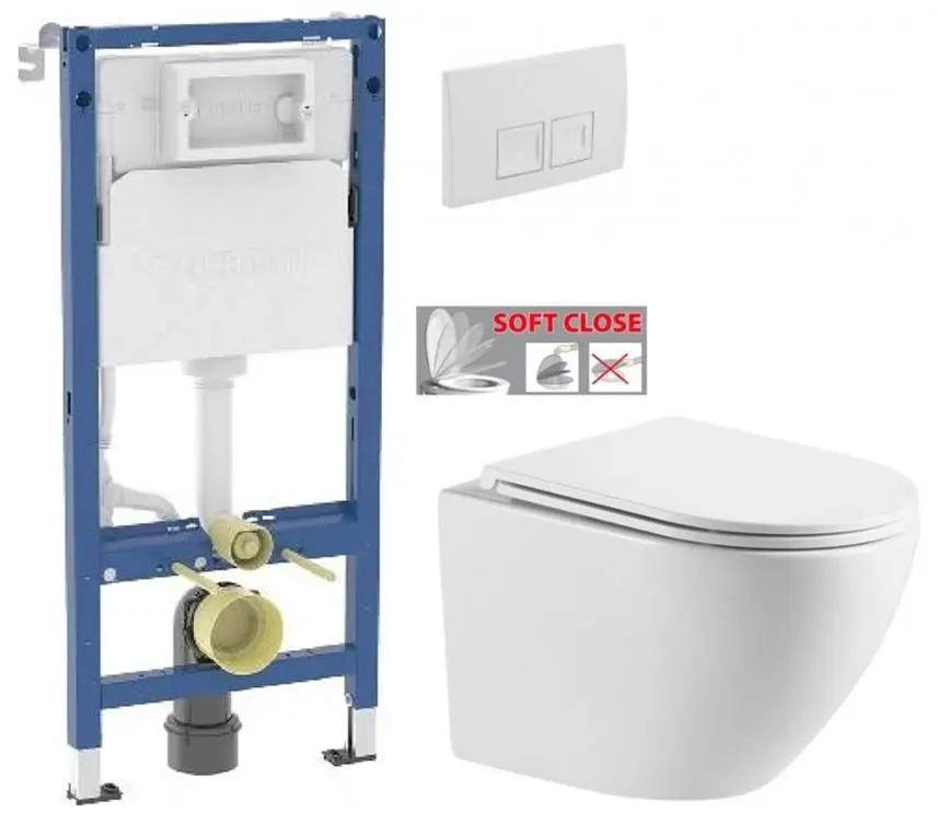 GEBERIT DuofixBasic s bílým tlačítkem DELTA50 + WC INVENA LIMNOS /VÍROVÉ SPLACH/ WITH SOFT, včetně soft/close sedátka 458.103.00.2 50BI LI1