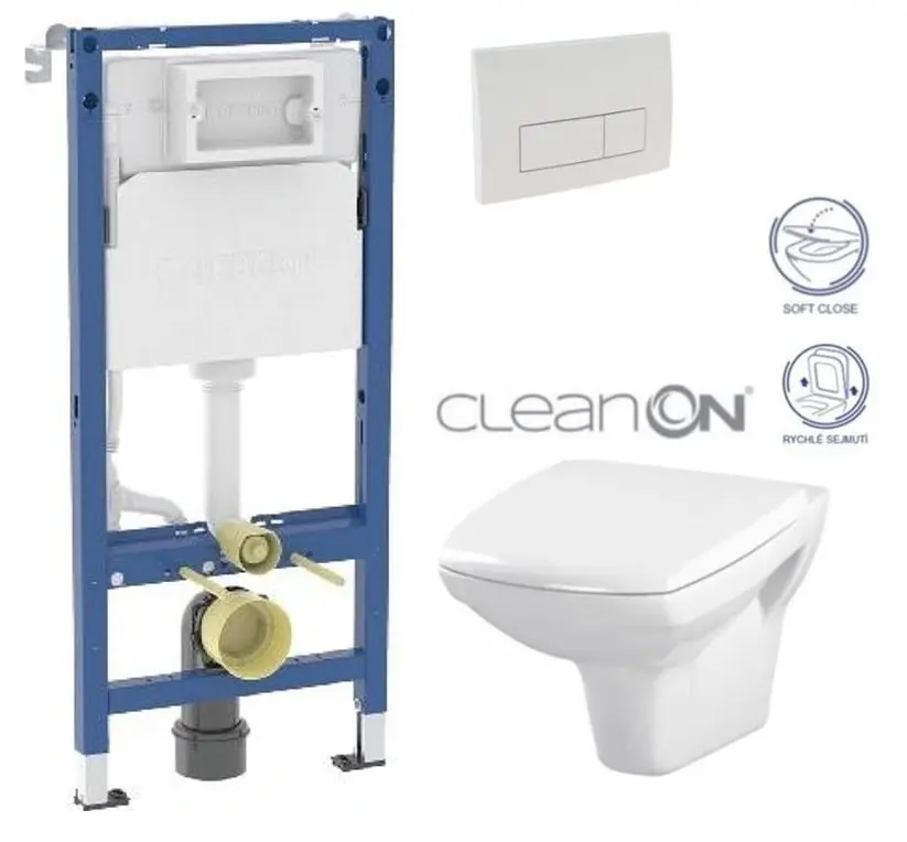 GEBERIT DuofixBasic s bílým tlačítkem DELTA51 + WC CERSANIT CLEANON CARINA + SEDÁTKO 458.103.00.2 51BI CA2