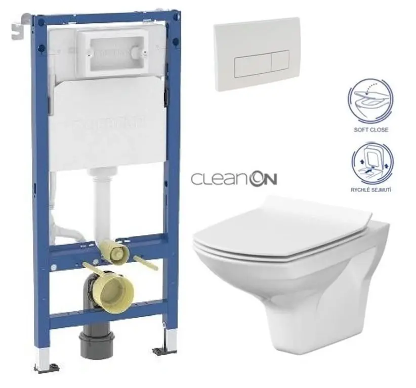 GEBERIT DuofixBasic s bílým tlačítkem DELTA51 + WC CERSANIT CLEANON CARINA + SEDÁTKO 458.103.00.2 51BI CA3