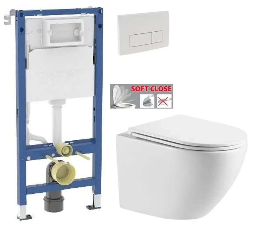GEBERIT DuofixBasic s bílým tlačítkem DELTA51 + WC INVENA LIMNOS /VÍROVÉ SPLACH/ WITH SOFT, včetně soft/close sedátka 458.103.00.2 51BI LI1