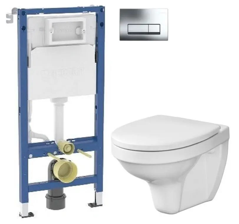 GEBERIT DuofixBasic s chromovým tlačítkem DELTA51 + WC CERSANIT DELFI + SEDÁTKO 458.103.00.2 51CR DE1