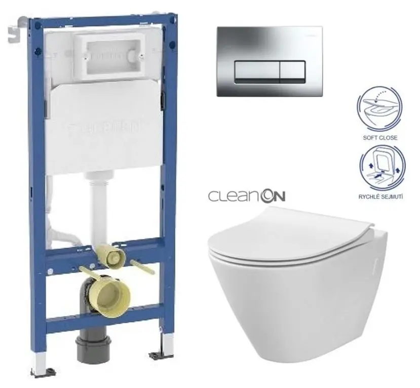 GEBERIT DuofixBasic s chromovým tlačítkem DELTA51 + WC CERSANIT CLEANON CITY 458.103.00.2 CI1