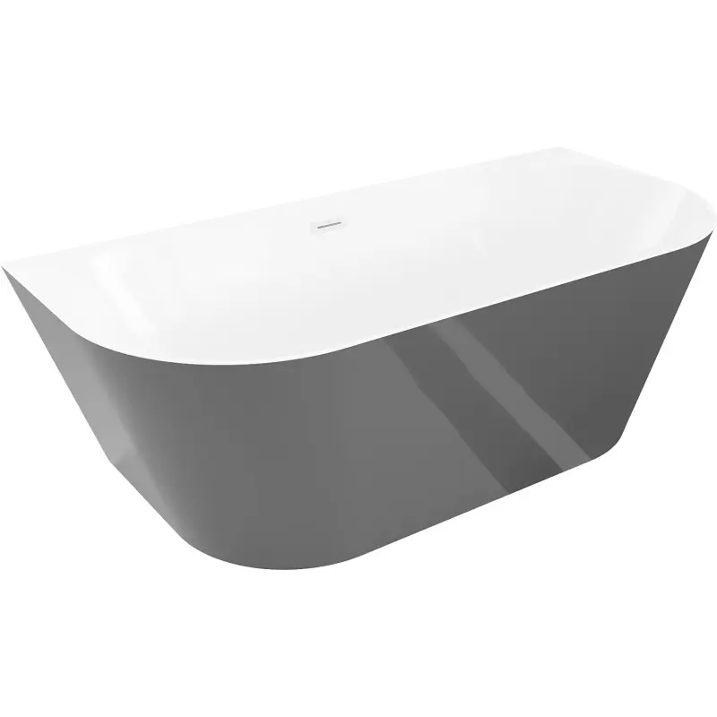 MEXEN/S Oval Slim volně stojící vana nástěnná 170 x 80, bílá/šedá, sifon a přepad bílá 52661708062-20