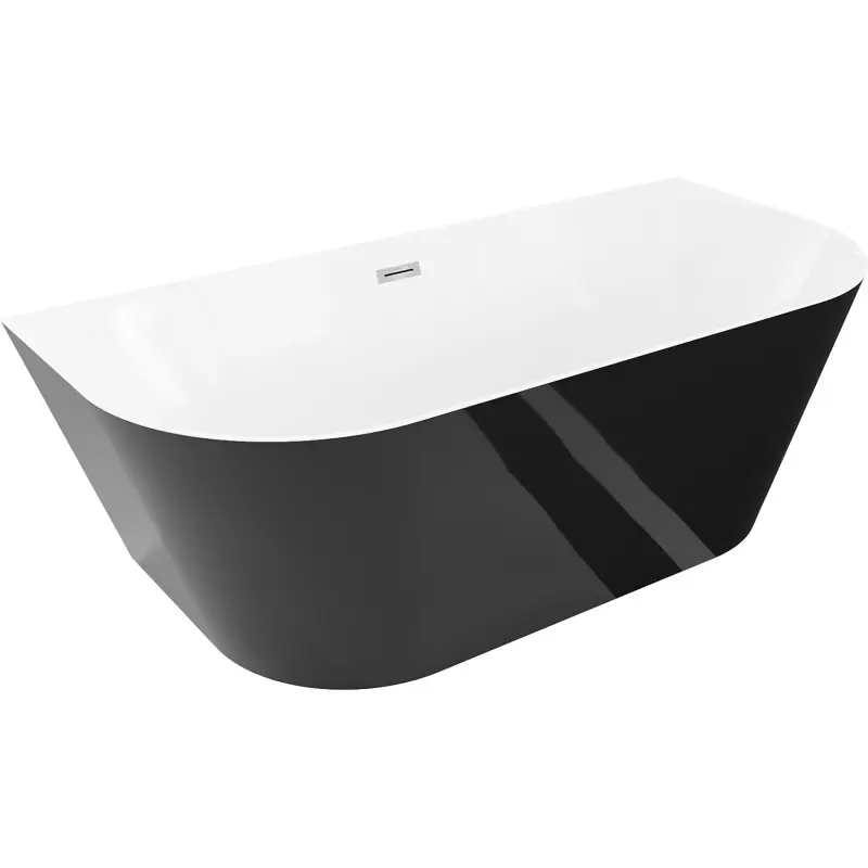 MEXEN/S Oval Slim volně stojící vana nástěnná 170 x 80, bílá/černá, sifon a přepad chrom 52661708075-01