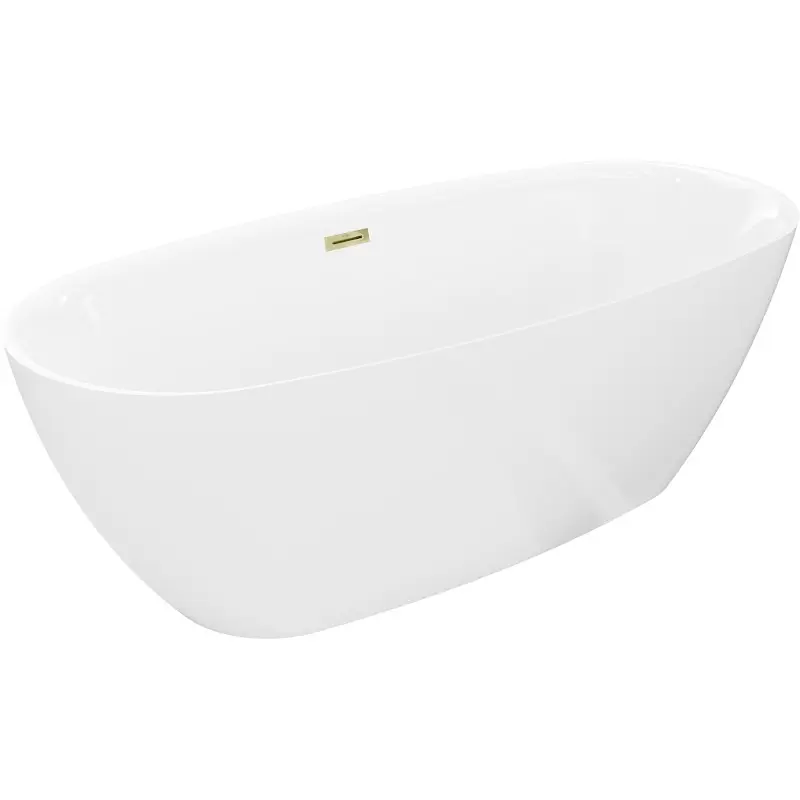 MEXEN/S Luvo Slim volně stojící vana 170 x 75, bílá, sifon a přepad zlatá 52801707500-50