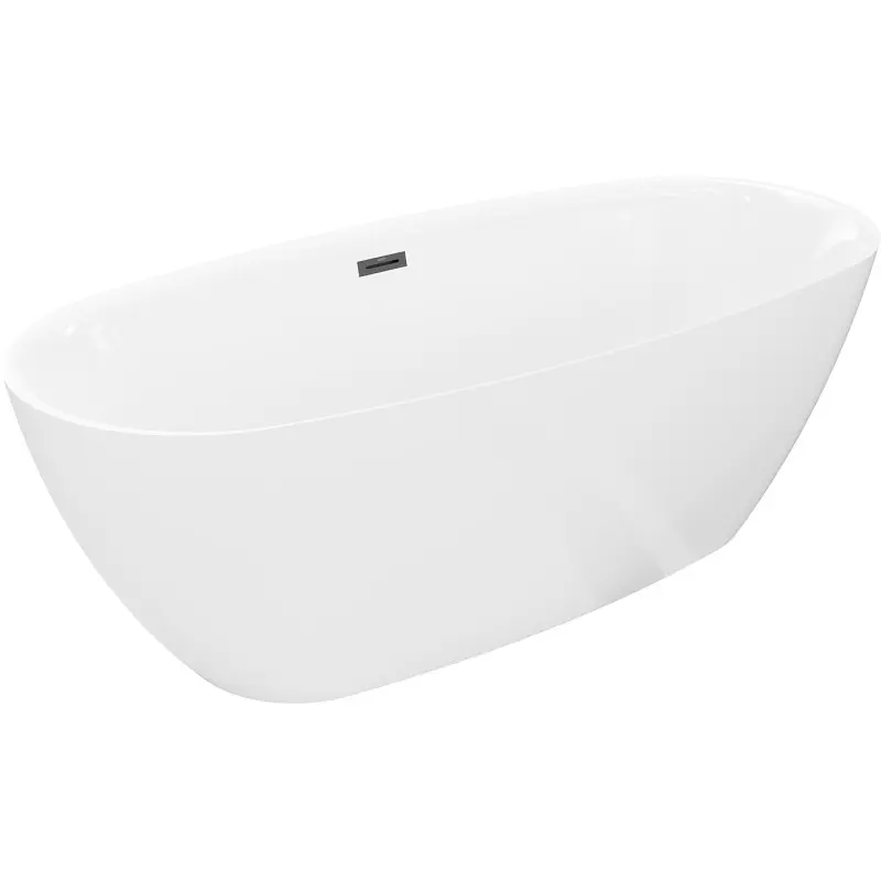 MEXEN/S Luvo Slim volně stojící vana 170 x 75, bílá, sifon a přepad černá 52801707500-70