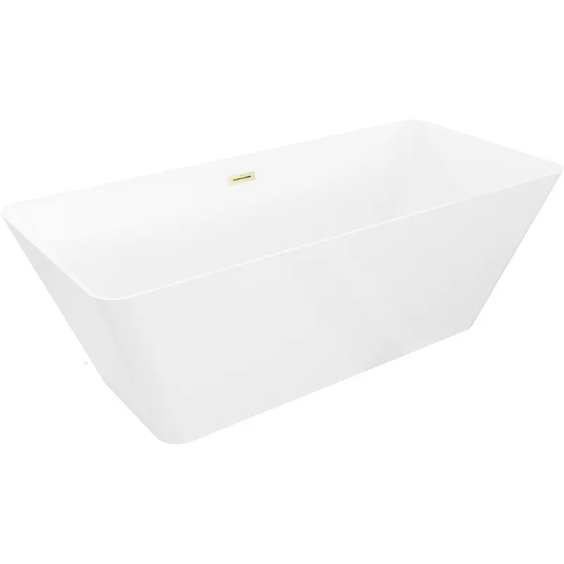 MEXEN/S Velo Slim volně stojící vana 170 x 75, bílá, sifon a přepad zlatá kartáčovaná 52811707500-55
