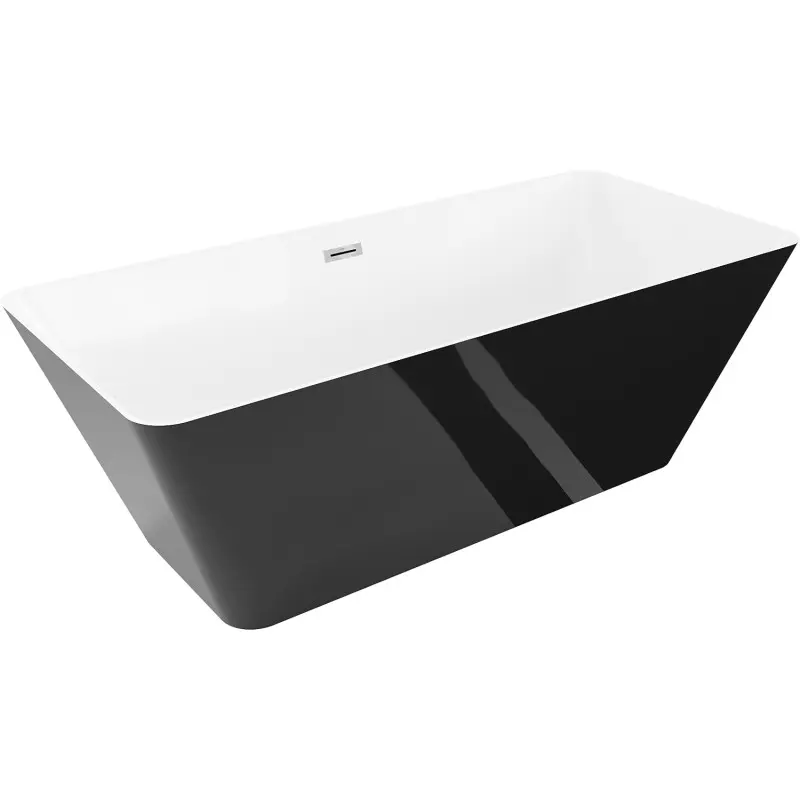 MEXEN/S Velo Slim volně stojící vana 170 x 75, bílá/černá, sifon a přepad chrom 52811707575-01