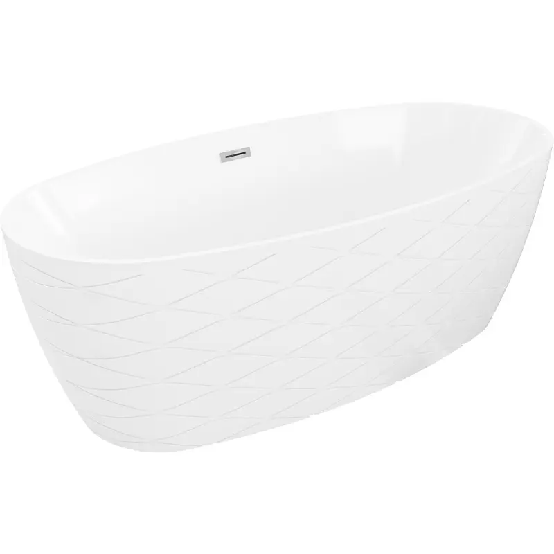 MEXEN/S Olea volně stojící vana vzor 170 x 80, bílá, sifon a přepad chrom 52821708000-01