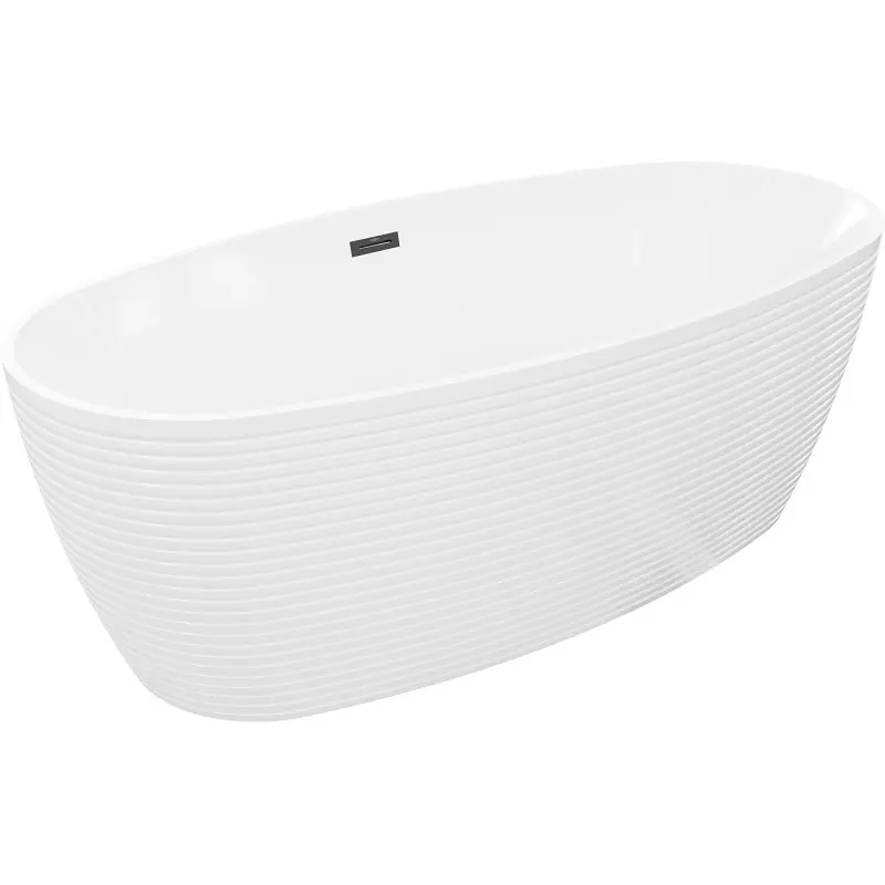 MEXEN/S Lira volně stojící vana vzor 170 x 80, bílá, sifon a přepad černá 52831708000-70