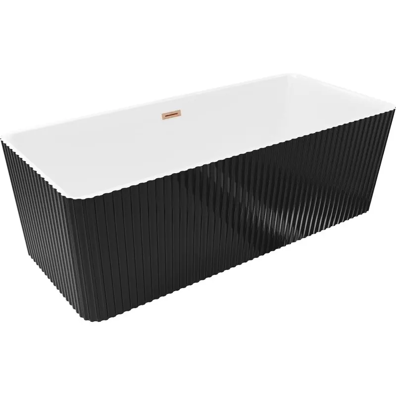 MEXEN/S Nila volně stojící vana reliéf 170 x 75, bílá/černá, sifon a přepad měď kartáčovaná 52841708075-65