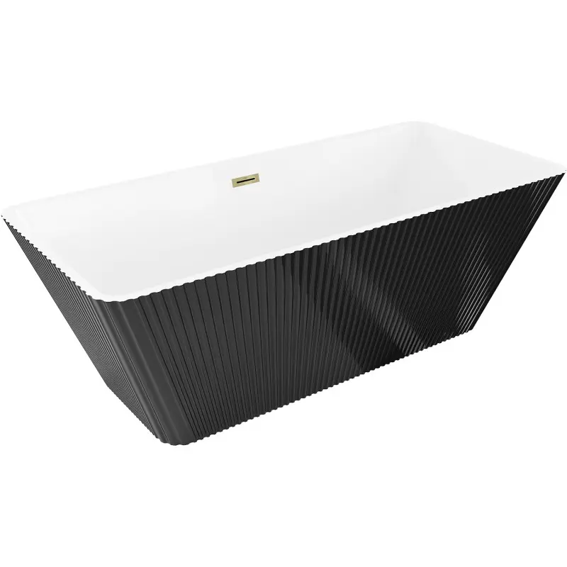 MEXEN/S Tava volně stojící vana reliéf 170 x 75, bílá/černá, sifon a přepad zlatá 52851707575-50