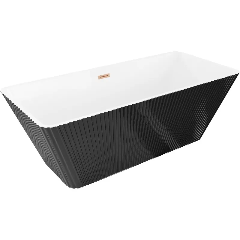 MEXEN/S Tava volně stojící vana reliéf 170 x 75, bílá/černá, sifon a přepad měď kartáčovaná 52851707575-65