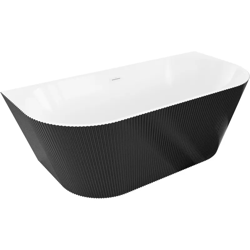 MEXEN/S Oris volně stojící vana nástěnná reliéf 170 x 80, bílá/černá, sifon a přepad bílá 52871708075-20