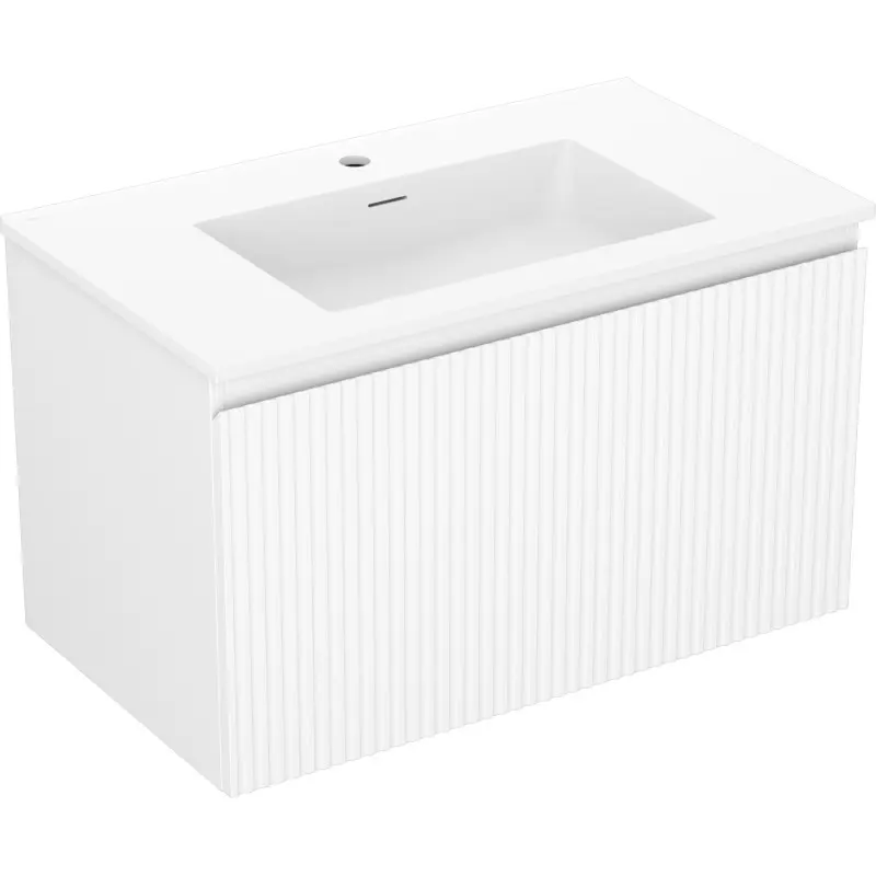 MEXEN/S Rivel koupelnová skříňka 80 cm s umyvadlem Otis, 1 šuplík, reliéf , bílá mat 91A20-08047-1-BF01-W18M01