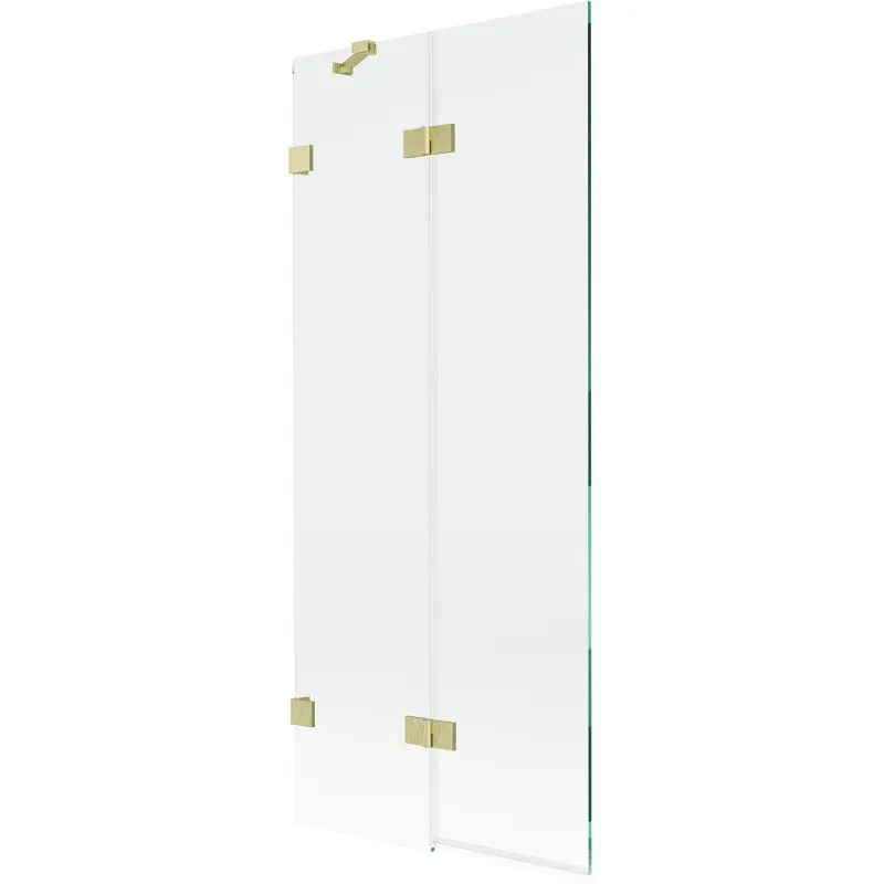 MEXEN/S Lunar vanová zástěna 2-křídlová levá 80 x 150, transparent, zlatá kartáčovaná 897-080-100-55-00-L