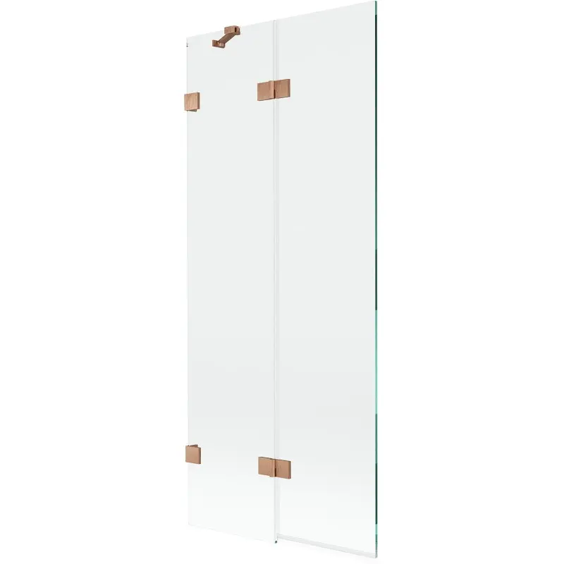 MEXEN/S Lunar vanová zástěna 2-křídlová levá 80 x 150, transparent, měď kartáčovaná 897-080-100-65-00-L