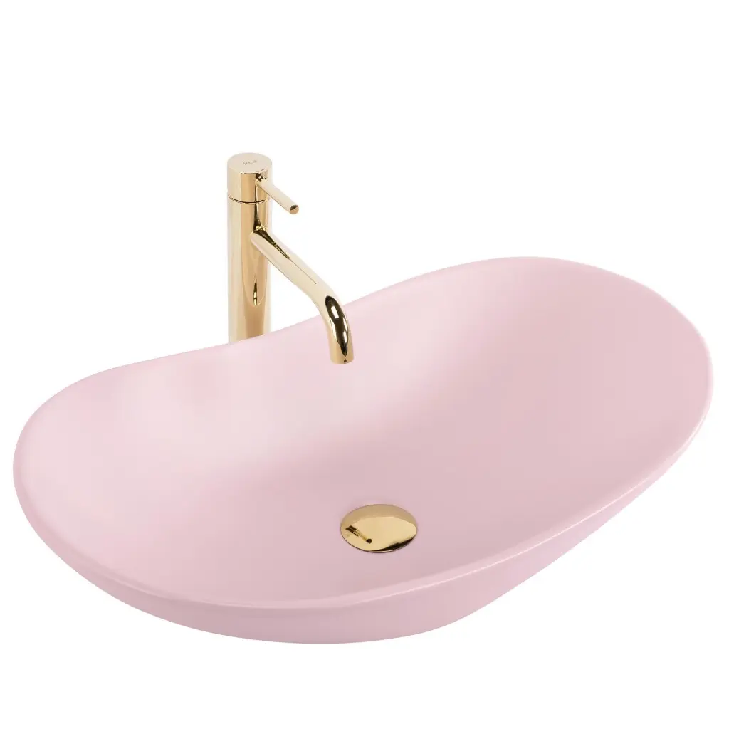 REA Umyvadlo na desku ROYAL Powder Pink Matt 61x35 REA-U6374
