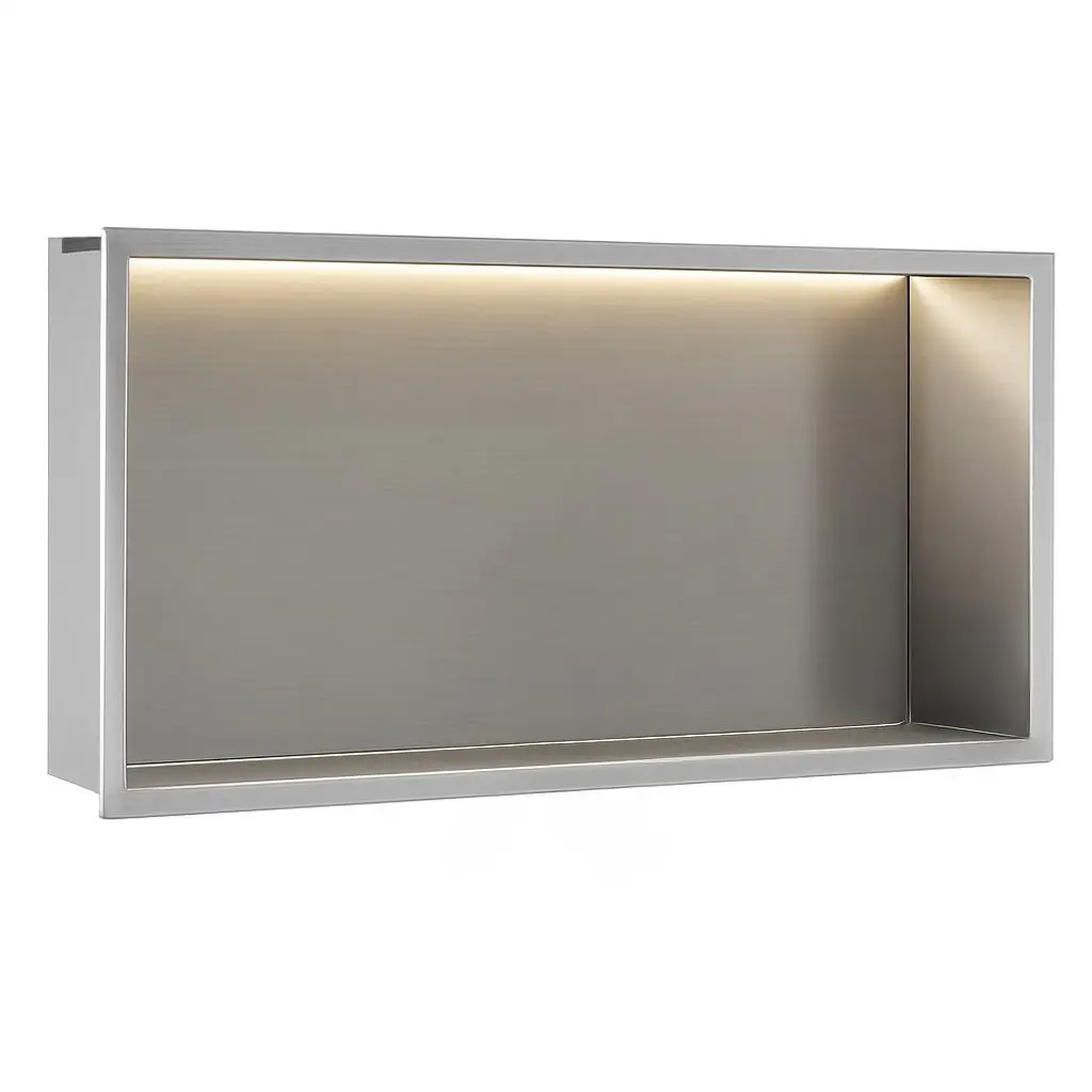 REA VESTAVNÁ KOUPELNOVÁ POLICE LED 30x60 steel brush REA-08544