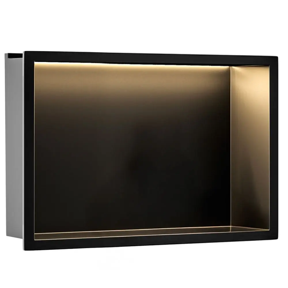 REA VESTAVNÁ KOUPELNOVÁ POLICE LED 30x45 black REA-08546