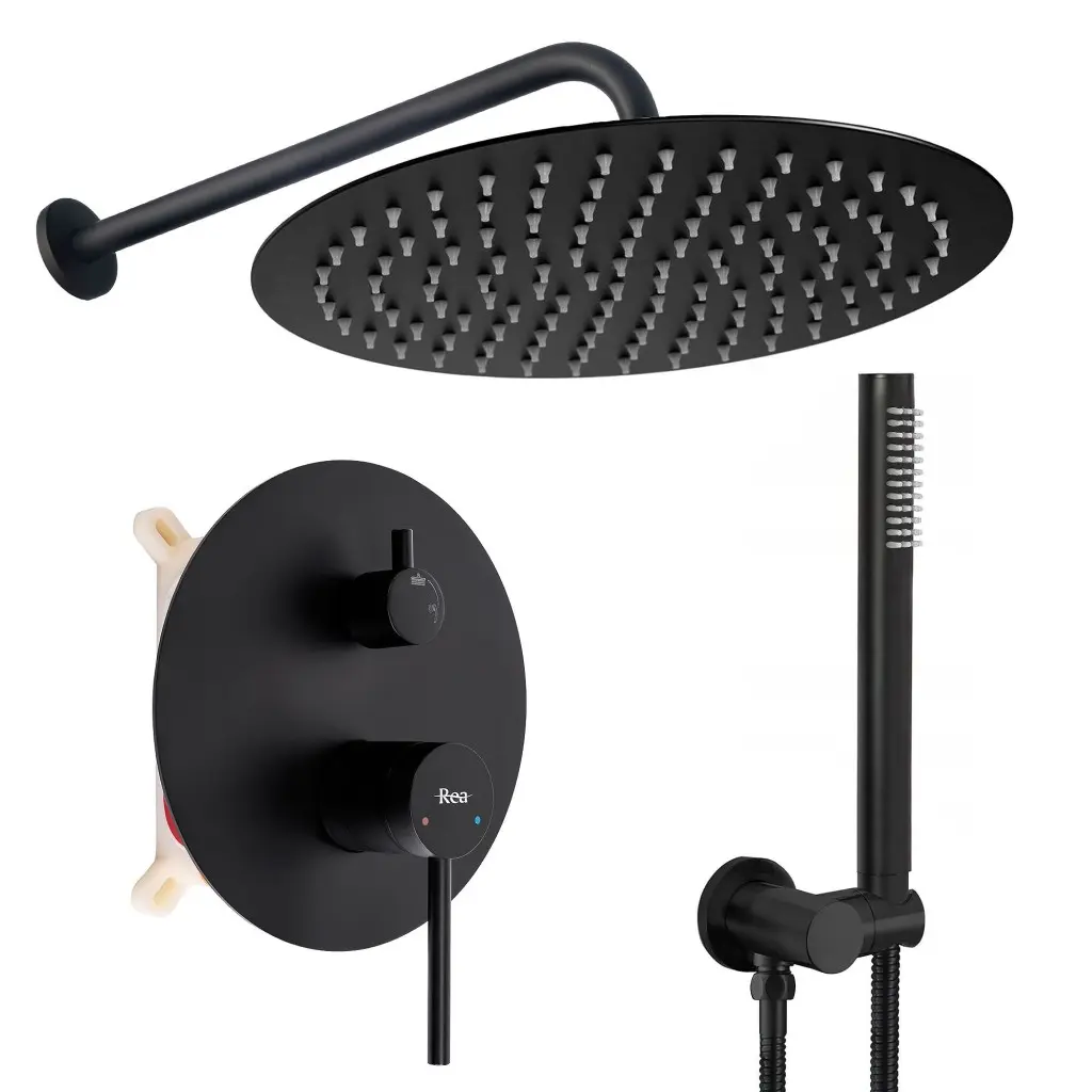 REA Podomítková sprchová sada Foss Clif Black  + BOX REA-P5968