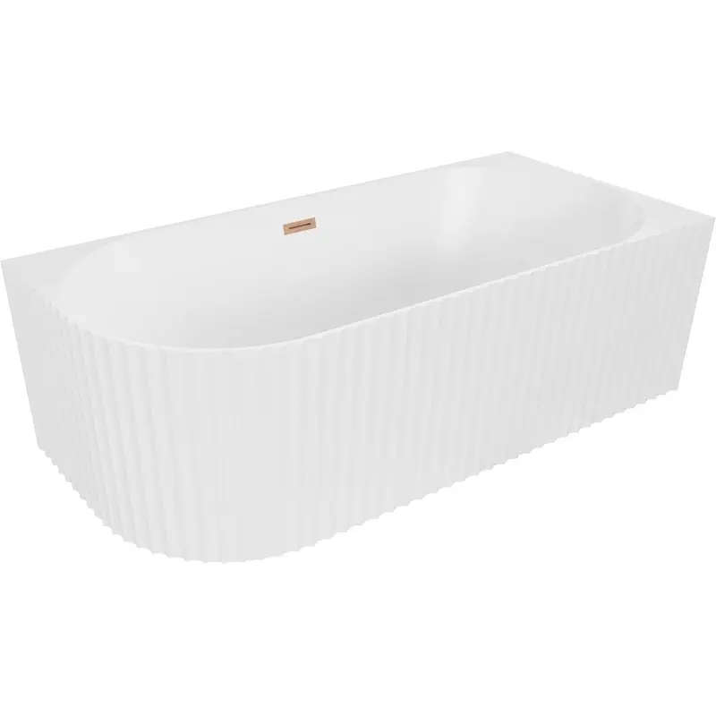 MEXEN/S Gia volně stojící rohová vana reliéf pravá 170 x 80, bílá mat, sifon a přepad měď kartáčovaná 52701708001P-65