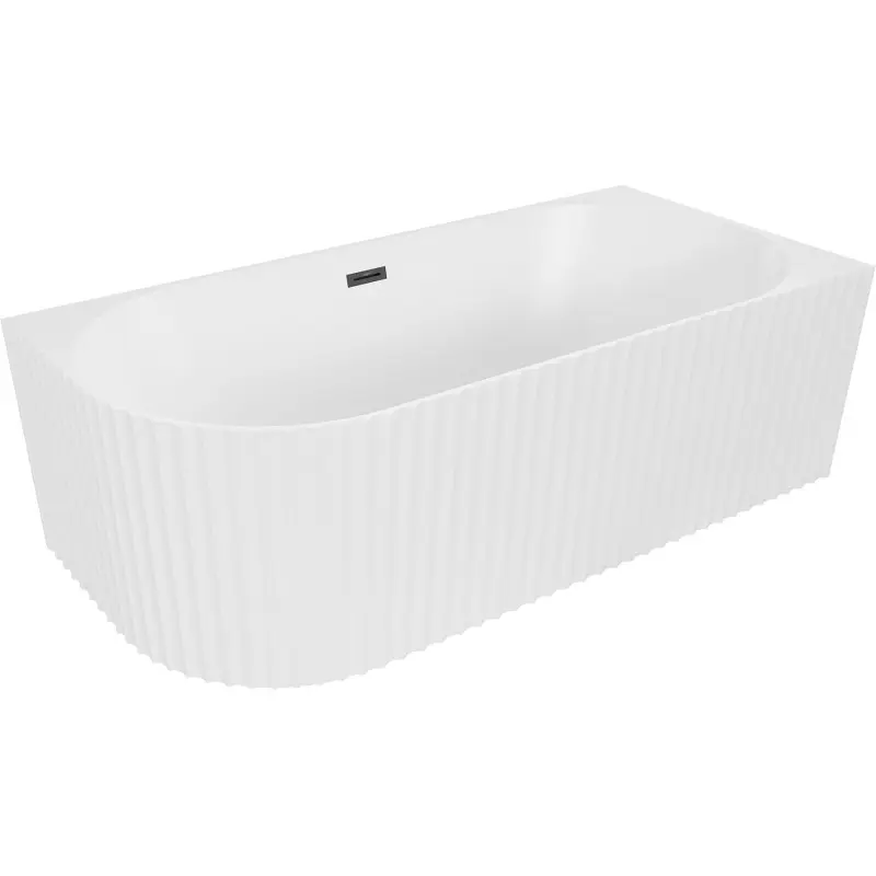MEXEN/S Gia volně stojící rohová vana reliéf pravá 170 x 80, bílá mat, sifon a přepad černá 52701708001P-70