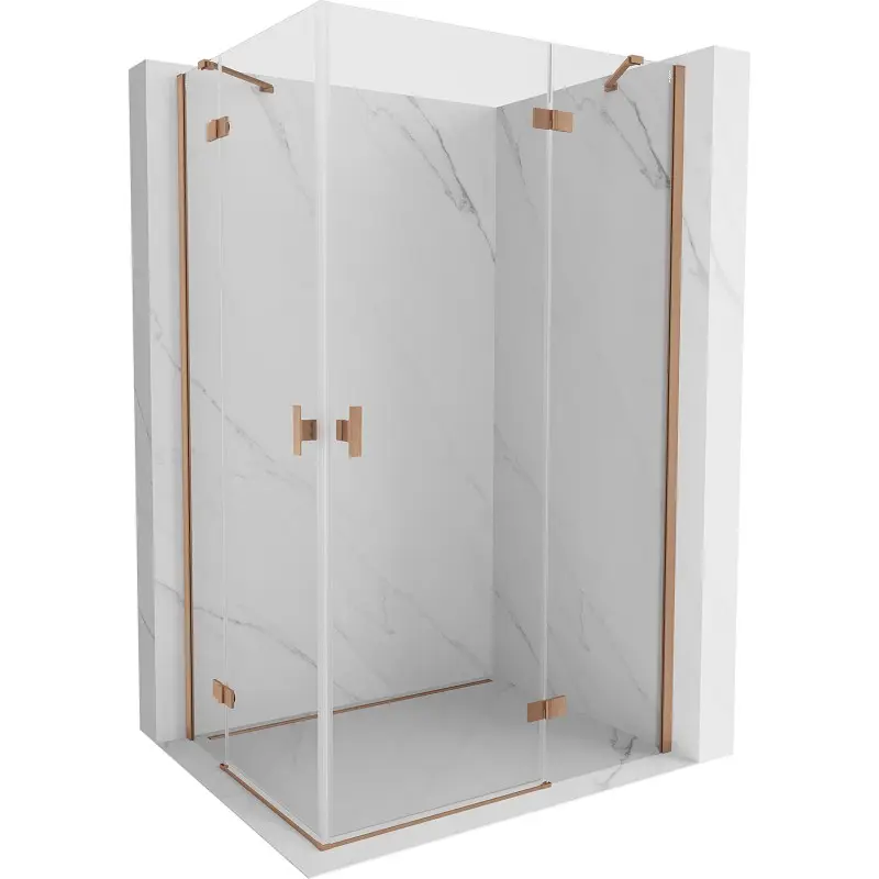 MEXEN/S Mist H Duo sprchový kout dveře křídlové 70 x 80, transparent, měď kartáčovaná 8A5-070L-080P-65-00