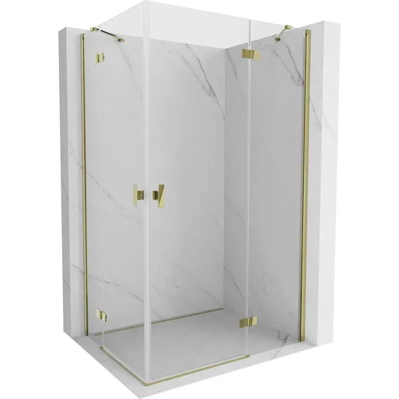 MEXEN/S Mist H Duo sprchový kout dveře křídlové 75 x 85, transparent, zlato 8A5-075L-085P-50-00
